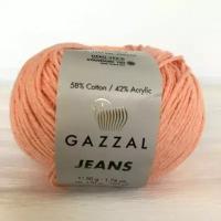 Пряжа полухлопок Gazzal Jeans/Газзал Джинс - персиковый N 1117, 1 шт, 58% хлопок, 42% акрил, 170м/50гр, для вязания игрушек, одежды и сумок