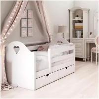 Кровать детская Mi-Gusta Frendi, 180x80 см, из массива берёзы, односпальная кровать, белая, без ящиков