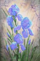 Канва/ткань с рисунком Матренин посад для вышивания бисером 28 см х 34 см 4021 Синие ирисы