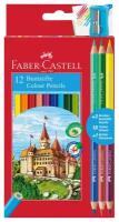 Карандаши цветные Faber-Castell, 12цв. шестигр,+6 цв, заточен, с точилкой