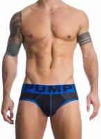 Мужские трусы брифы черные в сетку Pump Touchdown Brief Black Blue PM3-M214 S (42)