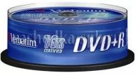 Диск Cake-25 шт (bulk) DVD+R Verbatim 16x 4.7 Gb (VER-43500)