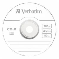 Оптический диск Verbatim CD-R 700Mb 52x Cake Box 43411