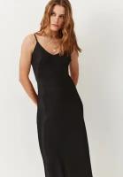 Платье-комбинация TO BE ONE, вискоза, в бельевом стиле, полуприлегающее, миди, размер 42, черный