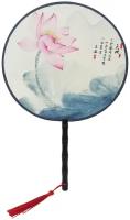 Веер круглый цветок Лотоса белый / Веер Утива в японском стиле / Круглый китайски веер