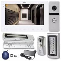 Комплект видеодомофона Atis AD-780FHD с кодонаборной панелью, электромагнитным замком 280кг, вызывной панелью FullHD для дома/офиса цвет панели: серебро