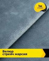 Ткань для шитья и рукоделия Велюр стрейч "Марсия" 405гр 1 м * 150 см, серый 037