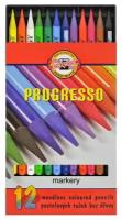 Карандаши цветные Koh-i-Noor "Progresso", 12цв, заточен, в лаке, без дерева, картон