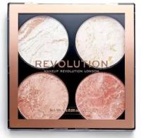 Makeup Revolution Палетка хайлайтеров для лица 4в1: румяна, бронзер, хайлайтер, CHEEK KIT Take A Breather