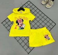 Комплект одежды футболка с капюшоном и шортами с принтом Микки Маус 122 см(7 лет) желтый