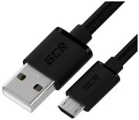 GCR Кабель 1.5m MicroUSB, черный, быстрая зарядка, 28/24 AWG