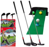 Набор Junfa для игры в гольф 3 клюшки для гольфа, 3 шарика, 1 коврик, 1 подставка с лункой YF313A