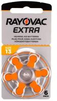 Батарейки (6шт) для слуховых аппаратов RAYOVAC 13 PR48 EXTRA 1.45В