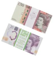 Набор сувенирные деньги, купюры фальшивые Фунты стерлингов (50, 20)