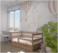 Кровать детская, подростковая "Софа", спальное место 180х90, в комплекте с выкатными ящиками, натуральный цвет, из массива