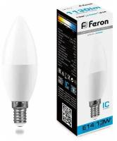 Feron свеча C37 E14 13W(1130lm) 6400K 6K матовая 121x37 LB-970 38109