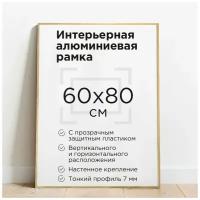 Фоторамка 60х80см, матовая, цвет золото, рамка для постера, картины, плаката, алюминиевый профиль Нильсен, творчество в интерьере