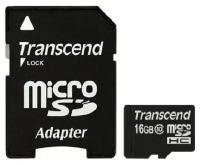 Карта памяти Transcend Premium, microSDHC, 16 гб, UHS-I, Cl10, с адаптером (TS16GUSDHC10)