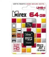 Карта памяти microSDXC Mirex 64 Гб класс 10 UHS-I - с адаптером SD