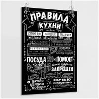 Плакат "Правила кухни" / Постер с правилами кухни / А-2 (42x60 см.)