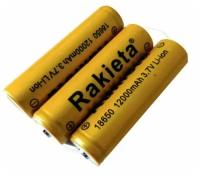 Аккумулятор литий-ионный Rakieta-18650 12000 мАч 3.7V, аккумуляторные батареи, комплект из 3-х штук