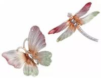 Набор ёлочных игрушек "Радужный полёт - бабочка и стрекоза", пластик, 10 см, Kurts Adler