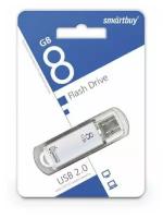 Комплект 5 штук, Флеш-память Smartbuy V-Cut, 8Gb, USB 2.0, сереб, SB8GBVC-S