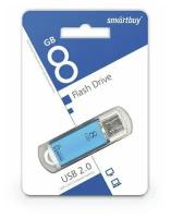 Флеш-диск 8 GB, комплект 5 шт., SMARTBUY V-Cut, USB 2.0, металлический корпус, синий, SB8GBVC-B