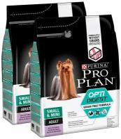 PRO PLAN ADULT DOG OPTIDIGEST GRAIN-FREE SMALL&MINI беззерновой для взрослых собак маленьких пород с чувствительным пищеварением с индейкой 2,5+2,5 кг