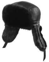 Шапка ушанка, размер 56, черный