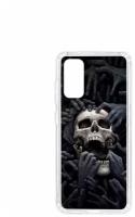 Чехол для Samsung Galaxy S20 Kruche Print Skull Hands, противоударная пластиковая накладка с рисунком, силиконовый бампер с защитой камеры, с принтом