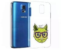 Чехол задняя-панель-накладка-бампер MyPads Зеленый кот для Samsung Galaxy S5 SM-G900H/G900F противоударный