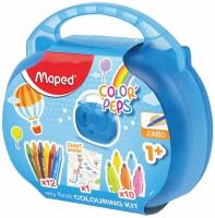 Набор для творчества MAPED "Color'Peps Jumbo", 10 фломастеров, 12 утолщенных восковых мелков, раскраска, пластиковый пенал, 897416