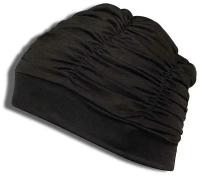 Шапочка для плавания INDIGO тканевая для длинных волос с драпировкой, Черный