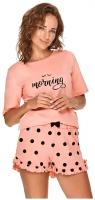 Пижама женская TARO Amanda 2667-02, футболка и шорты, розовый, хлопок 100%