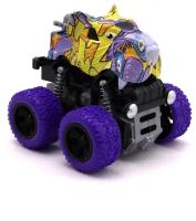 Машинка инерционная Funky Toys 4x4 Тигр, 9,5 см, фиолетовые колеса, рессоры