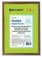 Рамка 21х30 см, пластик, багет 16 мм, BRAUBERG "HIT5", бронза с двойной позолотой, стекло, 391073