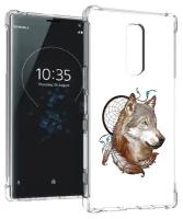 Чехол задняя-панель-накладка-бампер MyPads волк и ловец снов для Sony Xperia 1 (J9110)/Sony Xperia XZ4 противоударный