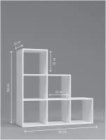 Стеллаж New-1 деревянный белый ЛДСП, перегородка для зонирования, мебель для хранения, 6 полок, ШхГхВ 103х103х32 см