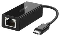 Переходник UGREEN US236 (50307), Type-C 3.1 GEN1 (M) to RJ45 (F) (Gigabit), пластиковый, с проводом, Black