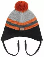 Шапка детская для мальчика/шапка теплая для мальчика/шапка осенняя/зимняя/черный+оранжевый/р-р 50-52