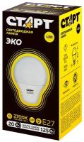 Лампа светодиодная LED Старт ECO Груша, E27, 20 Вт, 2700 K, теплый свет