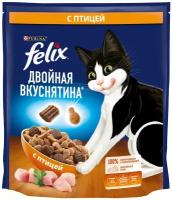 Сухой корм Felix Двойная Вкуснятина для взрослых кошек, с птицей, Пакет, 600г х 1 шт