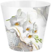 Горшок для цветов с дренажной вставкой InGreen коллекция London Orchid Deco, пластиковый, 1,6л, 160мм, 160х160х145 (IG6196) белая орхидея