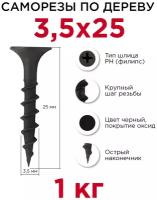 Саморезы по дереву Профикреп 3,5 x 25 мм, 1 кг