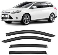 Дефлекторы окон неломающиеся Voron Glass серия Samurai для Ford Focus II 2005-2011 универсал, накладные 4 шт