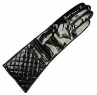 Перчатки женские кожаные лаковые, удлиненная модель на шерстяной подкладке FINNEMAX