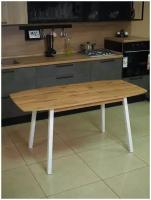Стол кухонный Лион, дуб вотан на белых опорах, 120/152x70x75 см