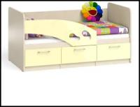 Кровать детская с ящиками Топ-Топ 1,6Л цвет дуб атланта/ваниль глянец