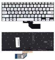 Клавиатура (keyboard) для ноутбука Asus S13 S330FA, S330FN, S330FL, S330UA, S330UN, серебристая с подсветкой